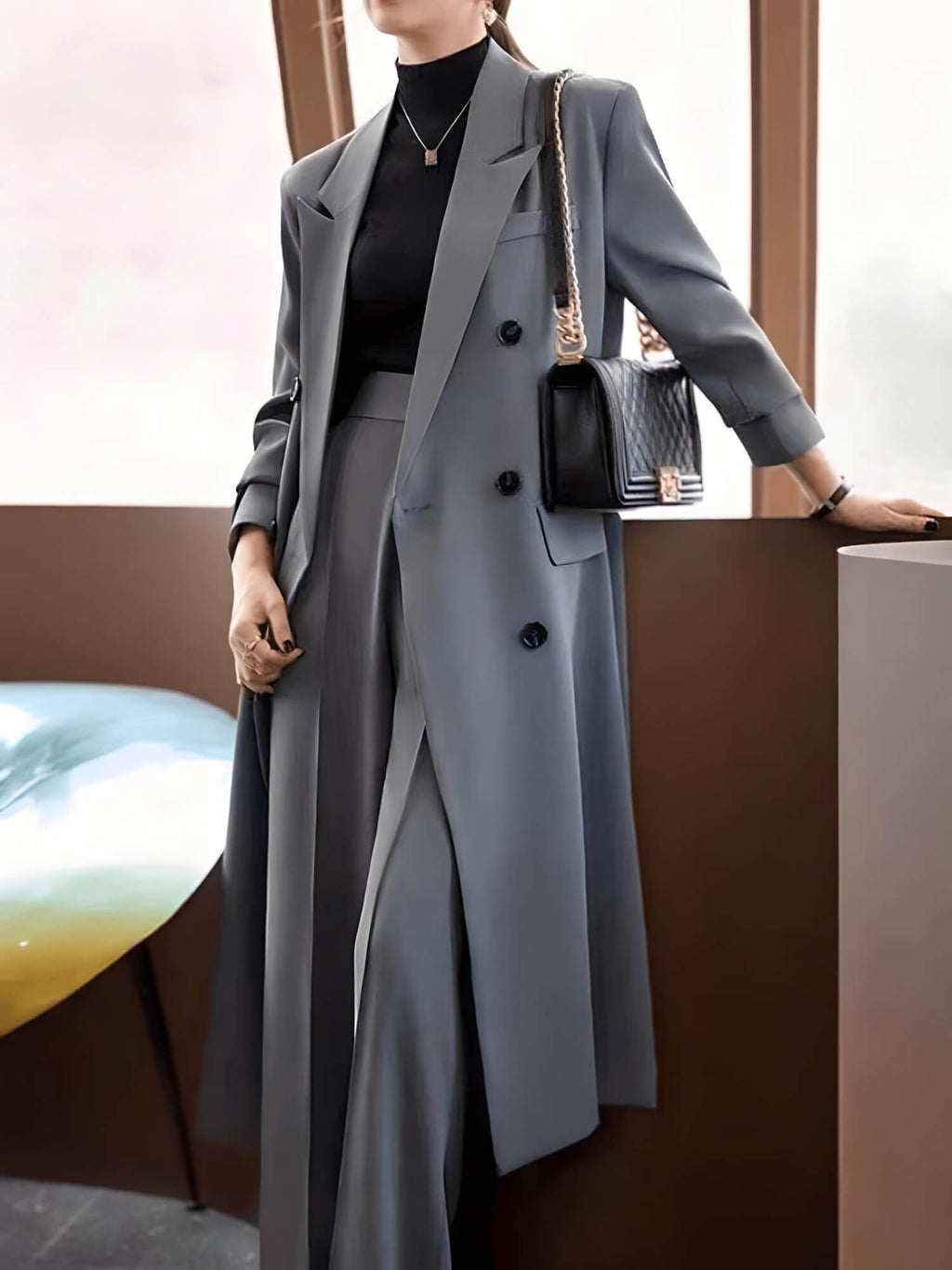 Casaco Feminino Longo Cinza 2