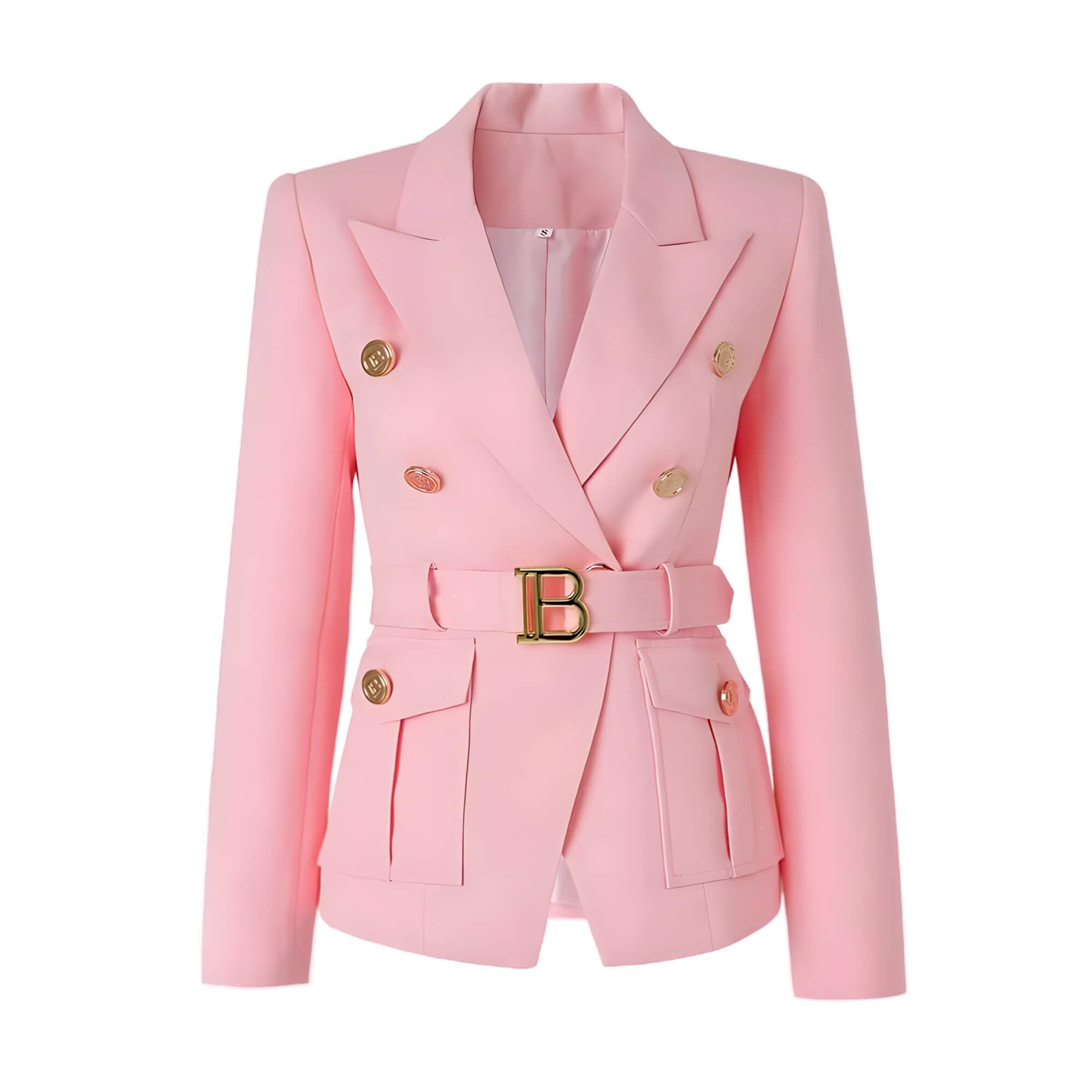 Blazer Casual com Cinto Rosa Claro 4
