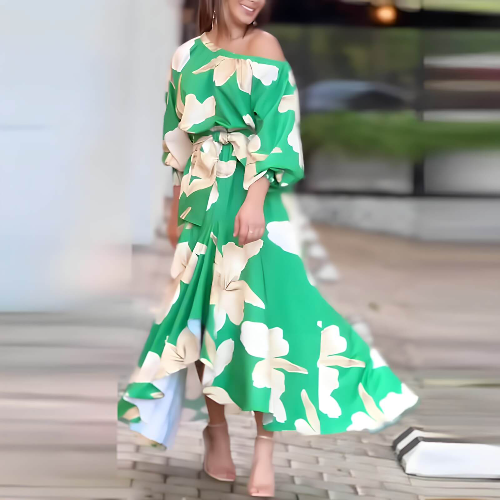 Vestido Longo Casual Verde Estampado 5