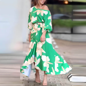Vestido Longo Casual Verde Estampado 5
