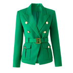 Blazer Casual com Cinto Verde 3