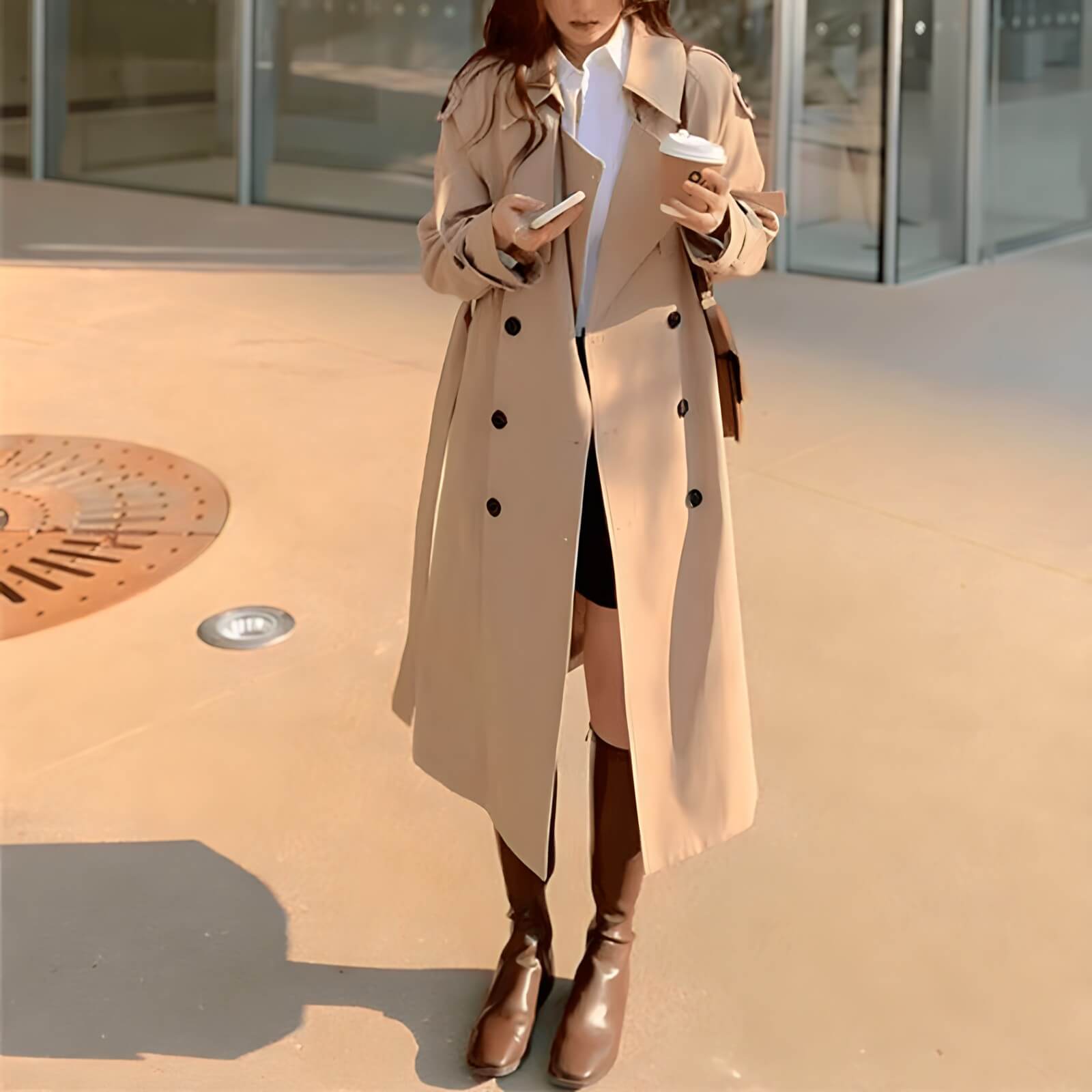 Casaco Longo Feminino Trech Bege 1