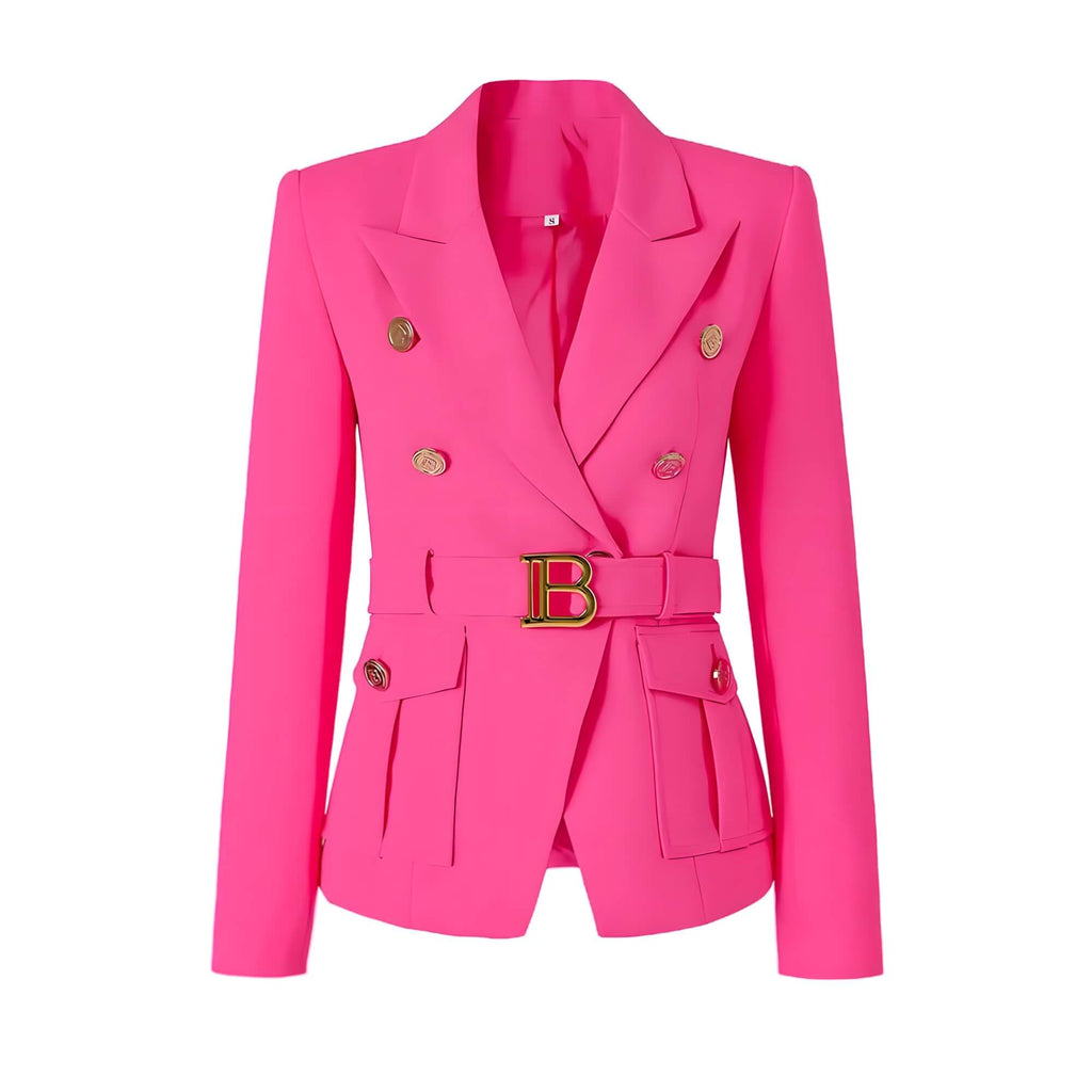 Blazer Casual com Cinto Rosa 2