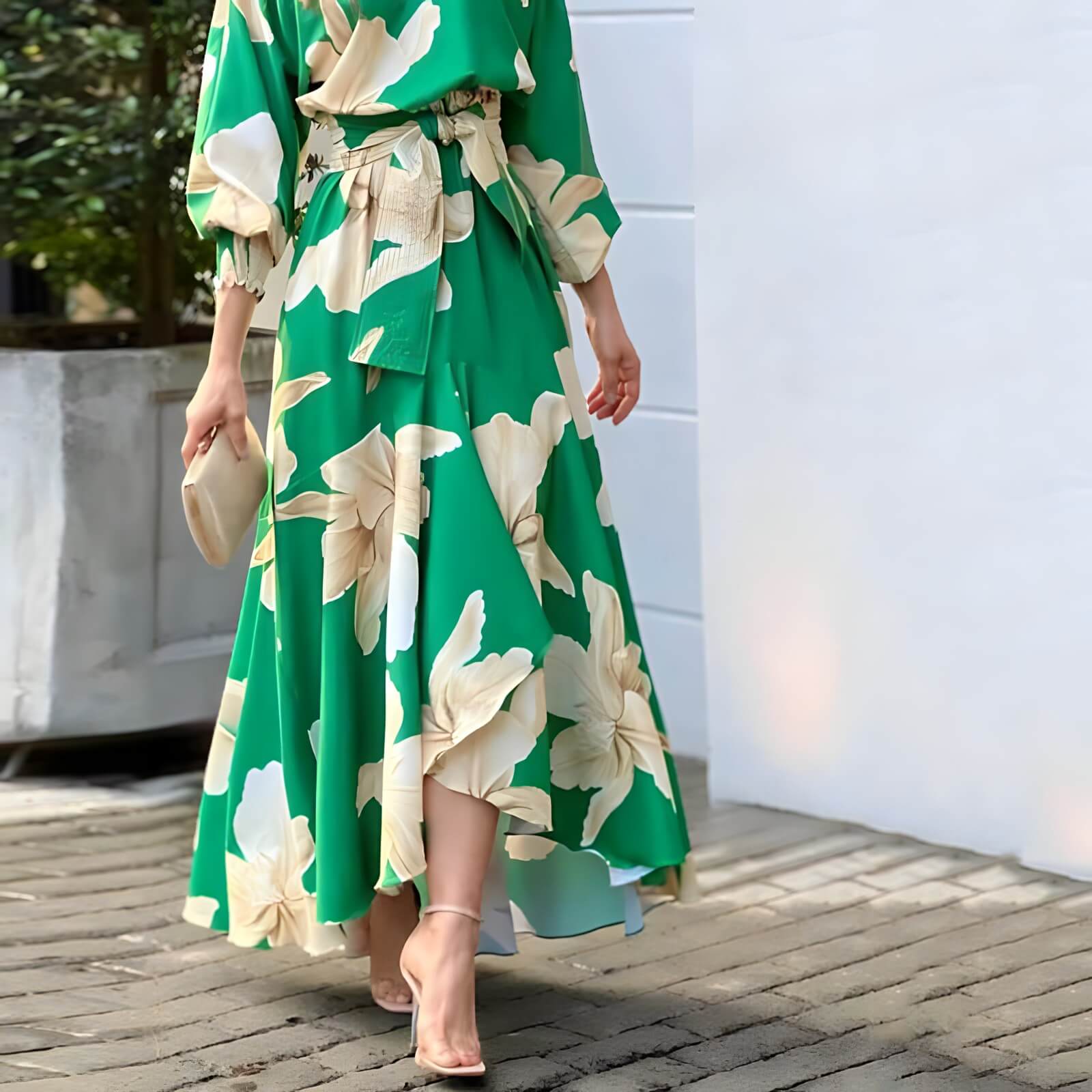 Vestido Longo Casual Verde Estampado 3