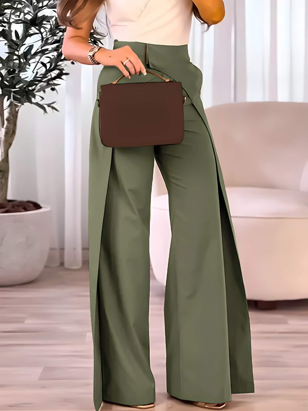 Calça Wide Leg Verde Militar 6