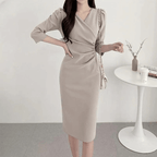 Vestido Midi Elegante Cáqui 02