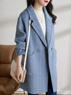 Casaco Feminino de Lã Batida Azul 04