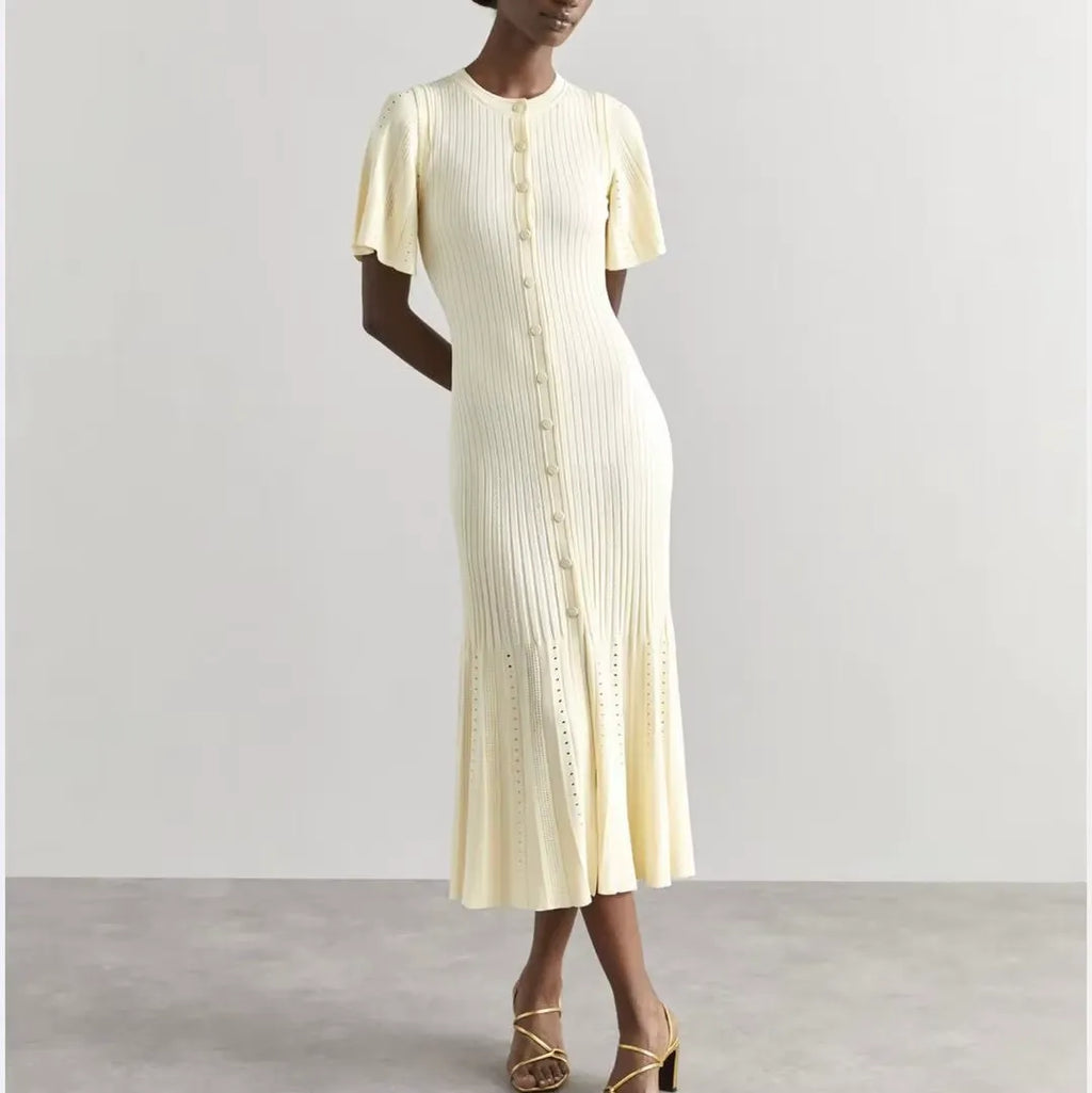 Vestido Midi de Malha Off White 02