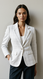 Blazer Feminino Tweed Acinturado Romina