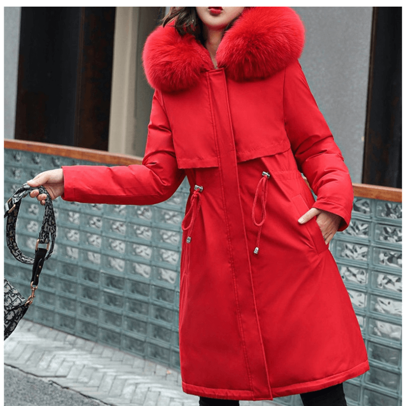 Jaqueta Feminina de Parka Forrada Vermelho 7