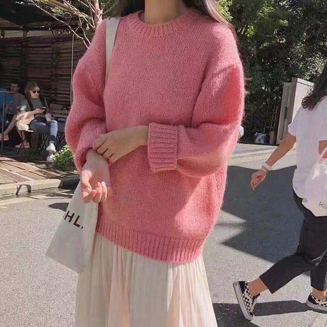 Suéter Feminino de Tricot Oversized Rosa 7