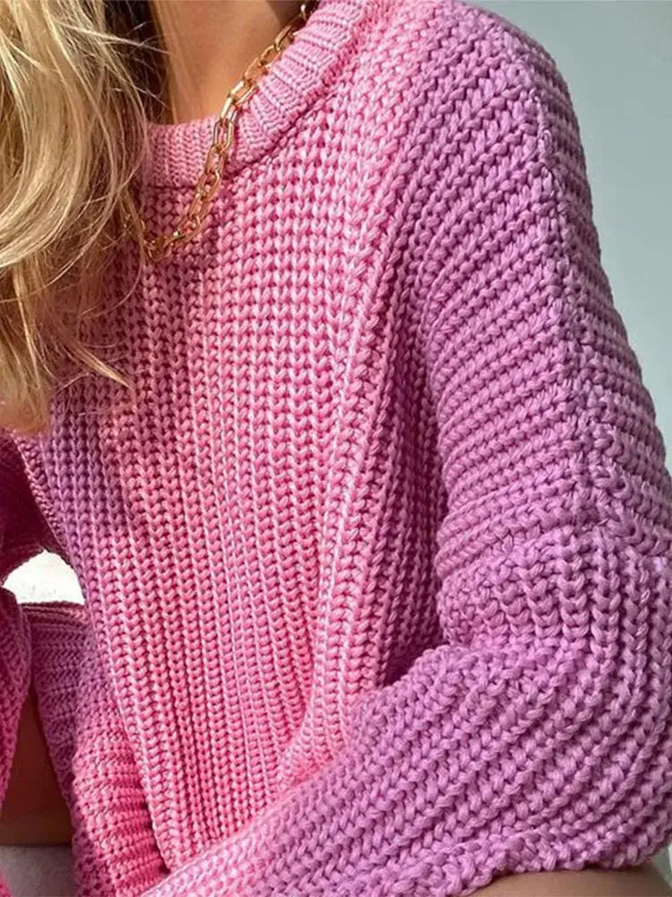 Suéter Feminino de Tricot Oversized Rosa Claro 20