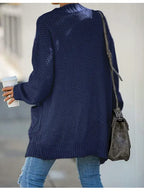 Cardigan Feminino de Tricot Alongado Azul 2