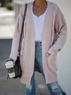 Cardigan Feminino de Tricot Alongado Bege 1