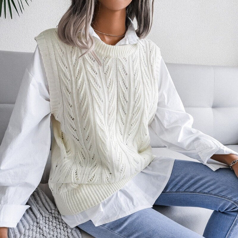Colete Feminino de Tricot Branco 5
