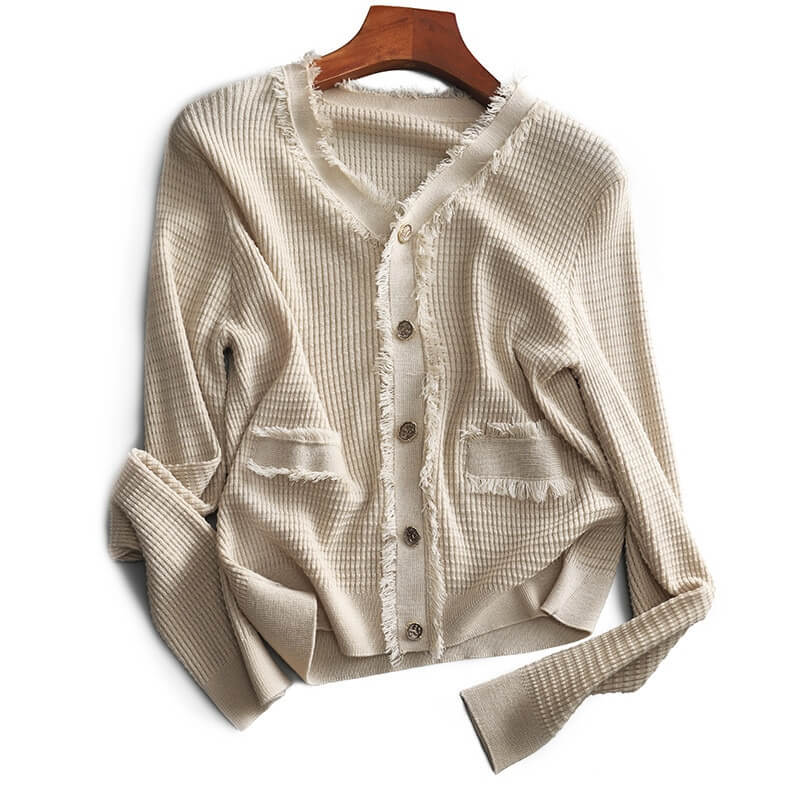Cardigan Casual Feminino Bege 2