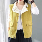 Colete Feminino de Veludo e Lã Amarelo 5