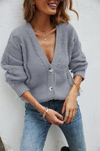 Cardigan Feminino Oversized de Tricot Cinza 6