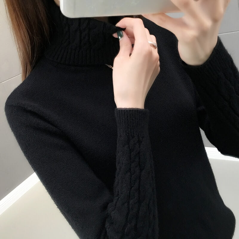 Suéter Feminino de Lã Gola Alta Preto 3