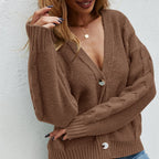 Cardigan Feminino Oversized de Tricot Marrom 4