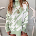 Suéter Feminino Alongado Gola Alta Verde 5