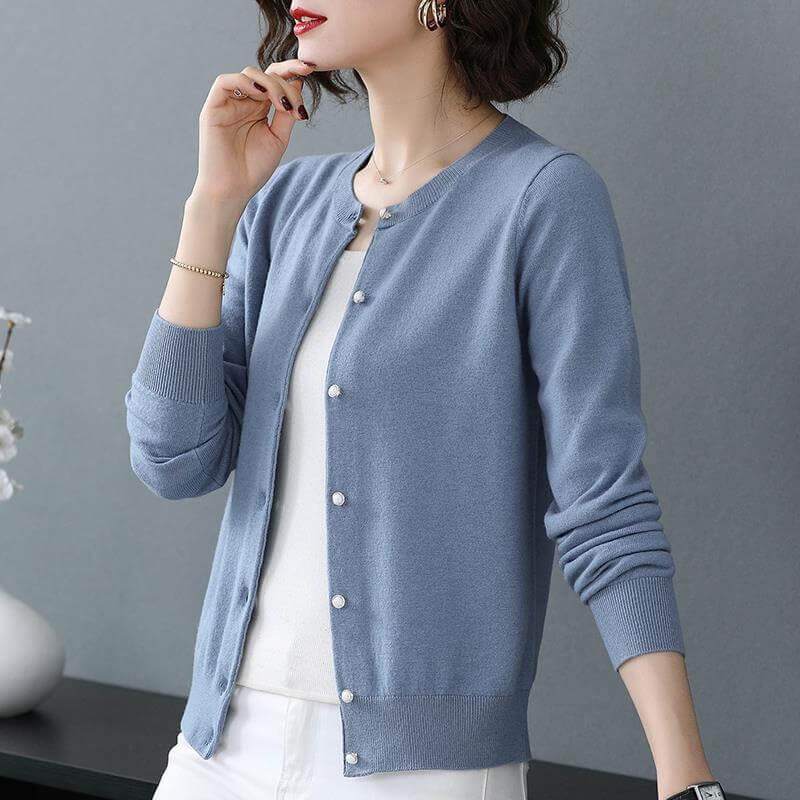 Cardigan Casual Feminino Azul