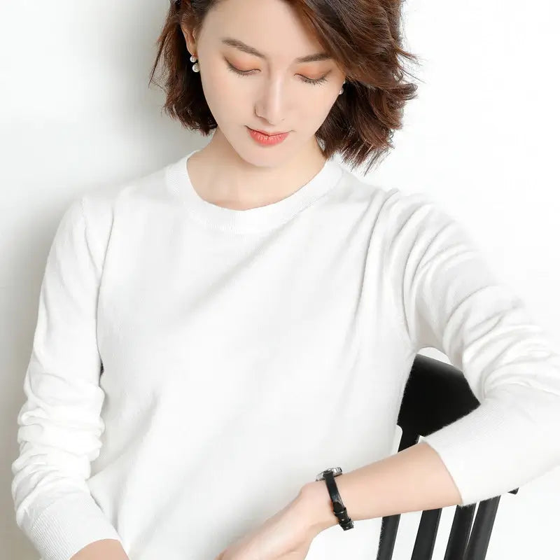 Suéter Feminino Casual Clássico Branco