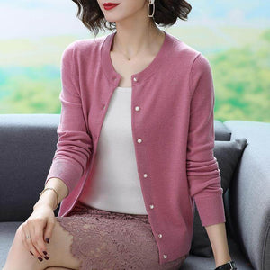 Cardigan Casual Feminino Rosa