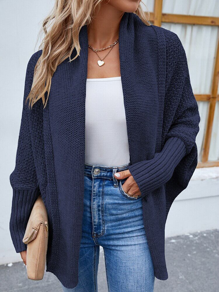 Cardigan Feminino de Tricot Ponto Aberto Azul 2