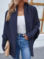 Cardigan Feminino de Tricot Ponto Aberto Azul 2