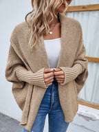 Cardigan Feminino de Tricot Ponto Aberto Marrom