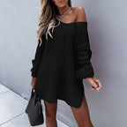 Suéter Feminino de Tricot Alongado Preto 1