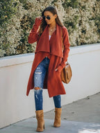 Cardigan Feminino Alongado Ponto Aberto Laranja