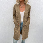 Cardigan Casual Alongado Feminino Marrom