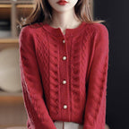 Cardigan Casual Vintage Feminino Vermelho