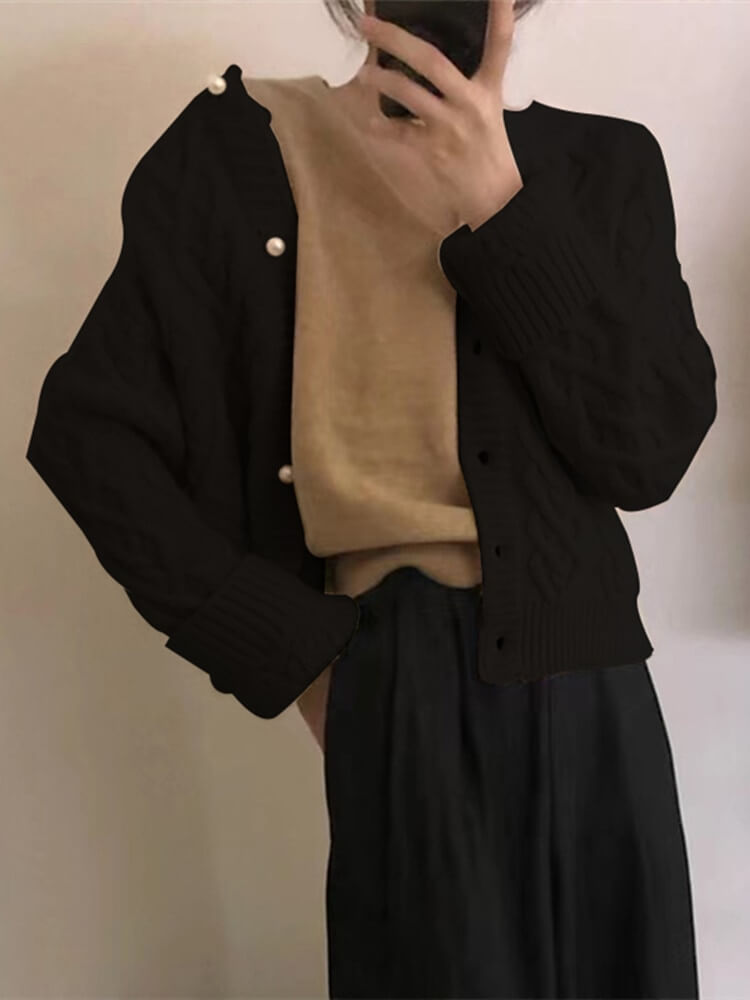 Cardigan Feminino Curto Preto