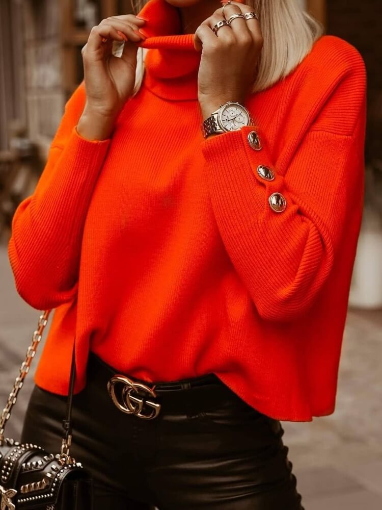 Suéter Feminino Gola Alta Vermelho 7