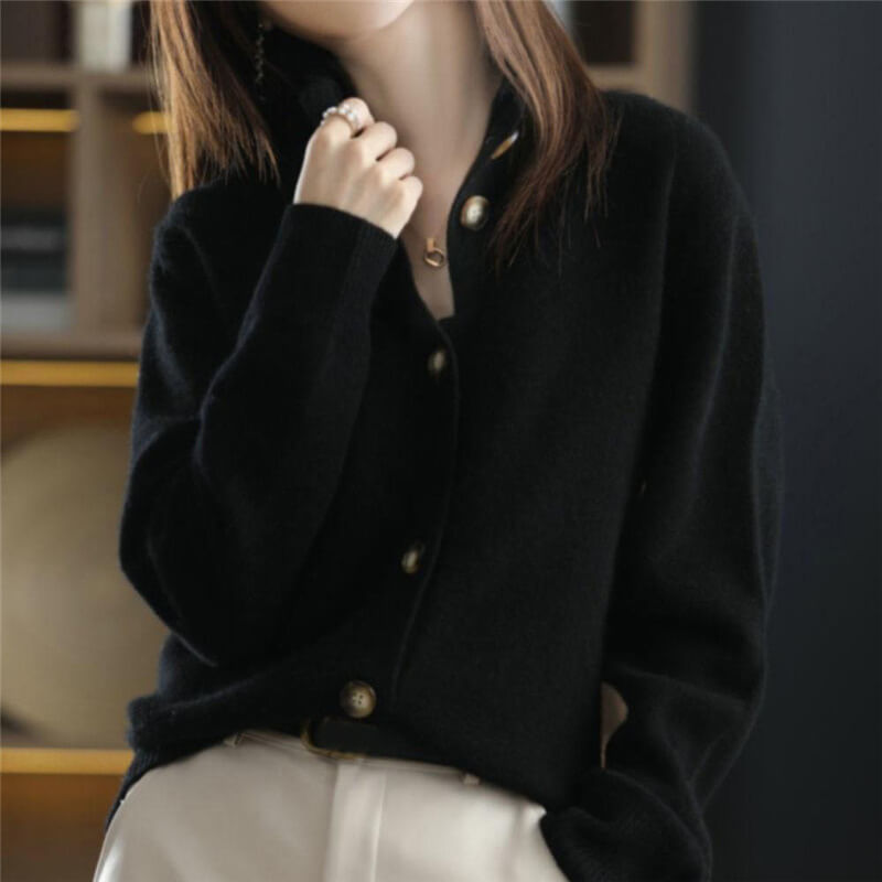 Cardigan Feminino com Botões Preto