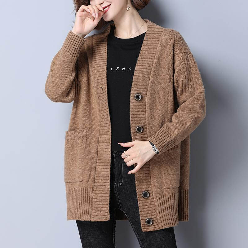 Cardigan Feminino com Botões Marrom 2