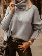 Suéter Feminino Gola Alta Cinza 6