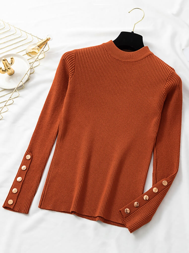 Suéter Casual Feminino Canelado Caramelo 3