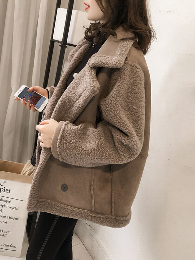 Casaco Feminino de Camurça e Pelinhos Maarom 4