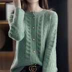Cardigan Casual Vintage Feminino Verde 1