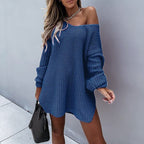 Suéter Feminino de Tricot Alongado Azul 7