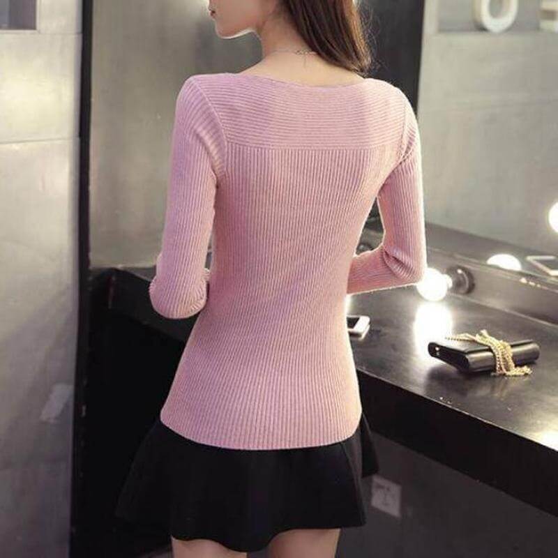 Suéter Feminino Canelado Rosa 7