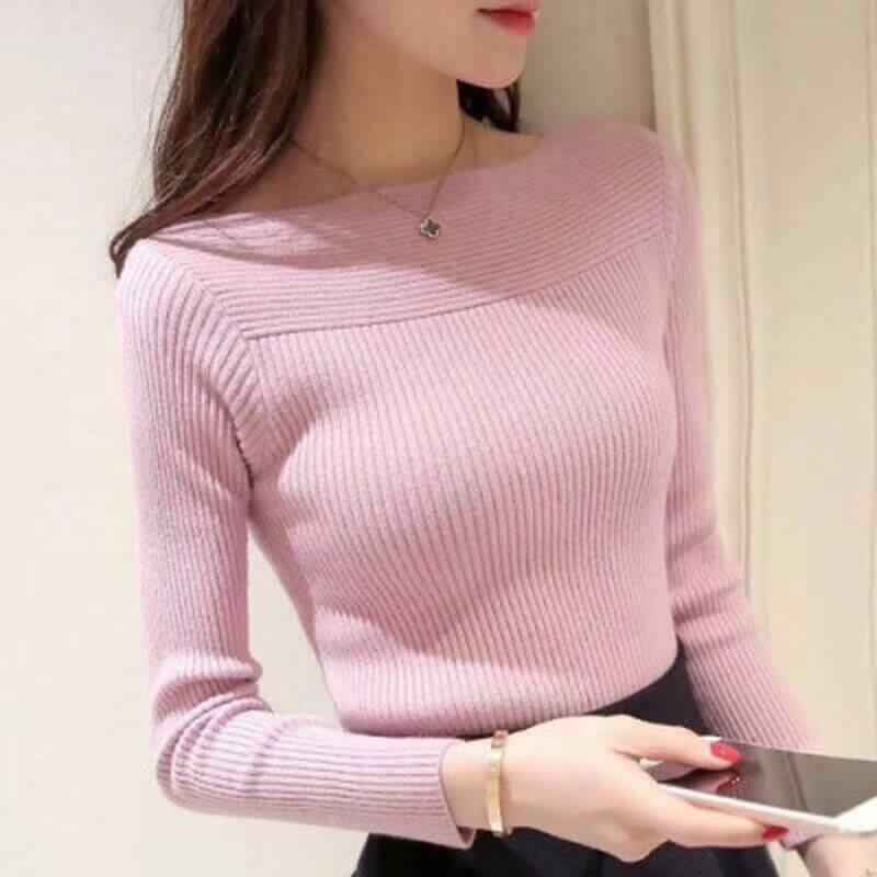 Suéter Feminino Canelado Rosa 6