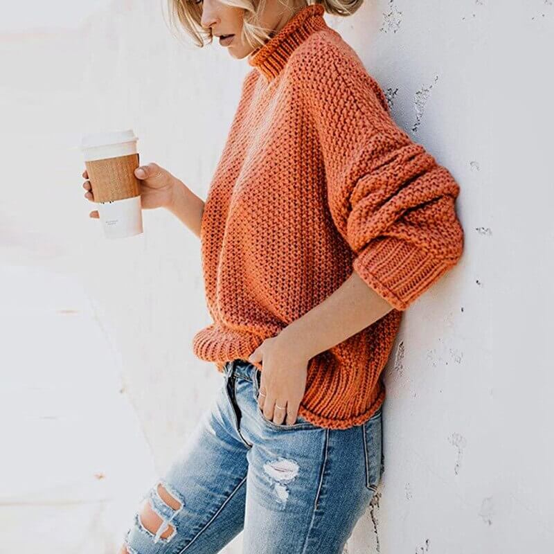 Suéter Feminino de Tricot Oversized Laranja 3