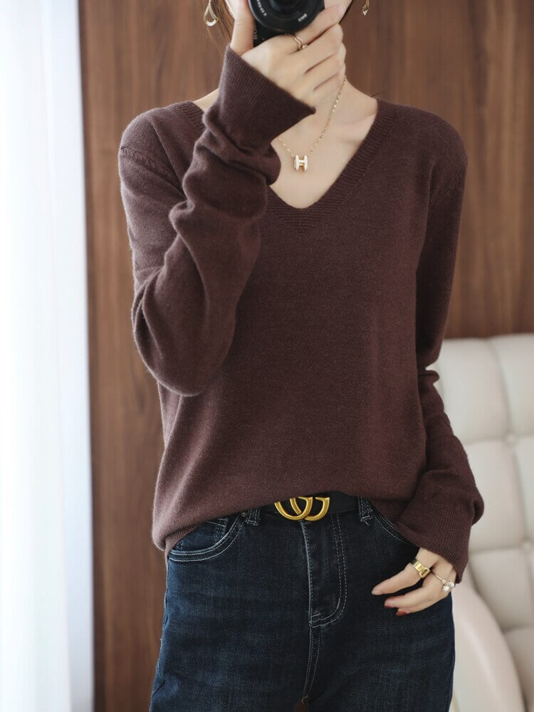 Suéter Casual Feminino Marrom