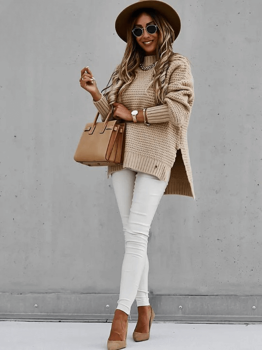 Suéter Feminino de Tricot Bege 2